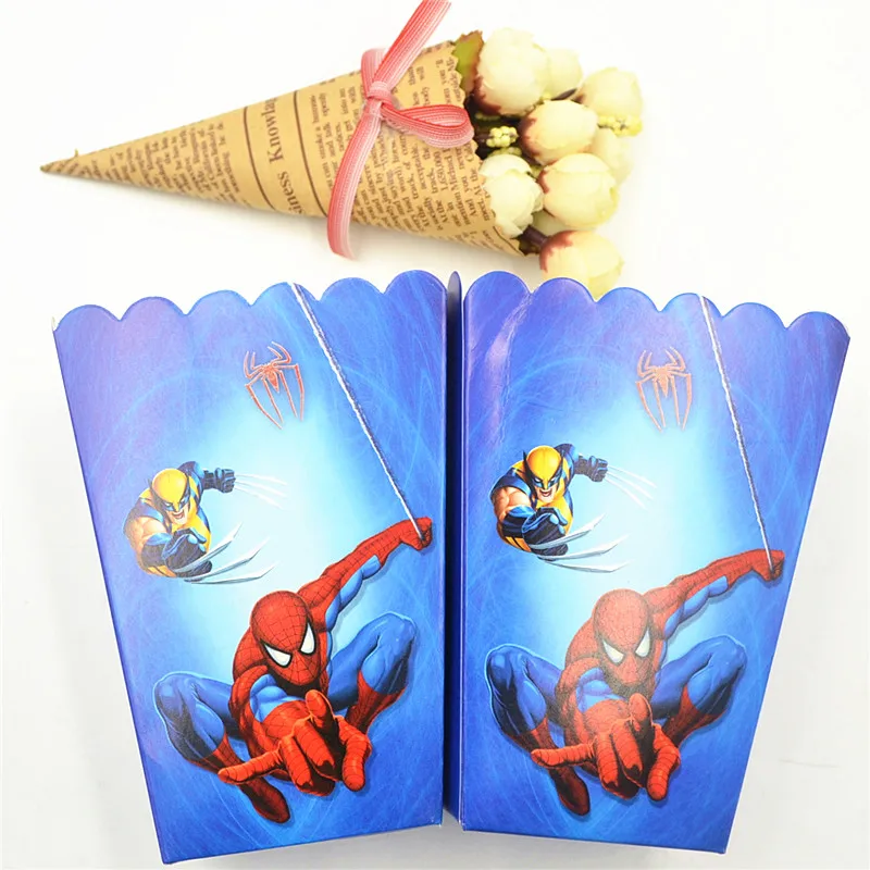 6 шт./компл. Забавный Человек паук товары для дня рождения попкорн коробка чехол