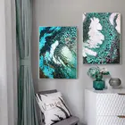 Абстрактная Настенная картина цвета синего океана, настенный плакат на холсте и печать, современное художественное изображение, современное нордическое украшение для дома и комнаты