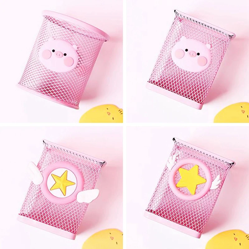 

Kawaii Pink Pen Holder for Girls Cute Pig Stars Little Fairy Exclusive Pen Holder Student Stationery Organizer School Supplies