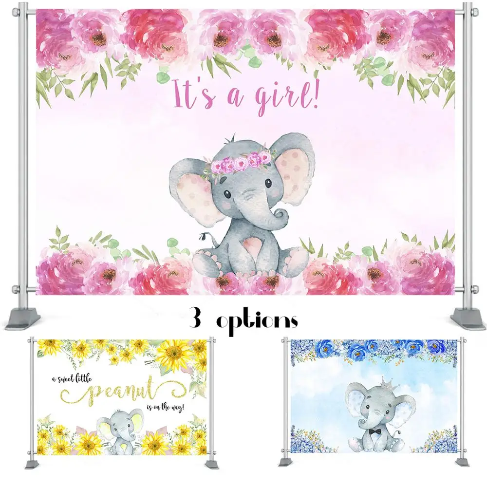 

Фон для фотографирования мальчиков и девочек с изображением слона для детского дня рождения с изображением синего розового цветка слона по...