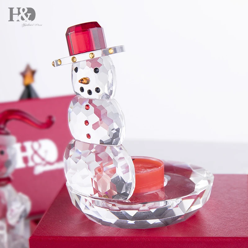 H & D волшебная Рождественская снеговик Votive красная шляпа Хрустальный подсвечник