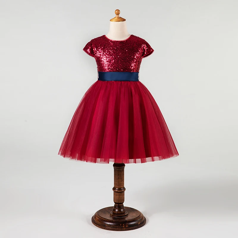 Красное Тюлевое платье подружки невесты для девочек кружевное принцессы с