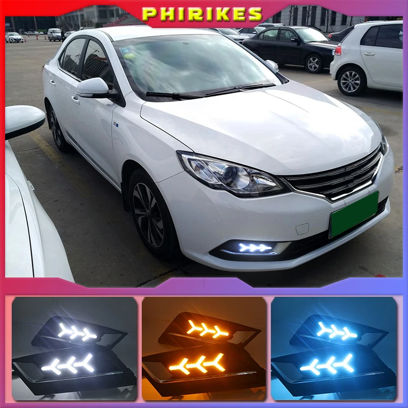 

Дневные ходовые огни для Roewe 360 2015-2017 светодиодный дневные ходовые огни, противотуманные фары, ходовые огни с желтой функцией поворота