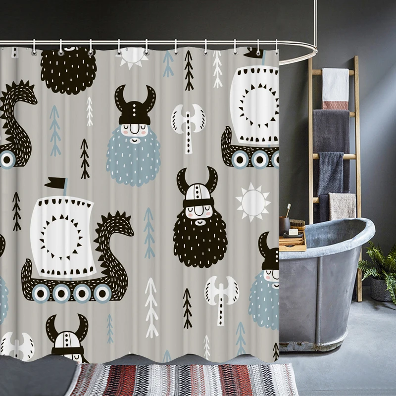 Шторка для ванной водонепроницаемая с 3D-принтом крючками | Дом и сад