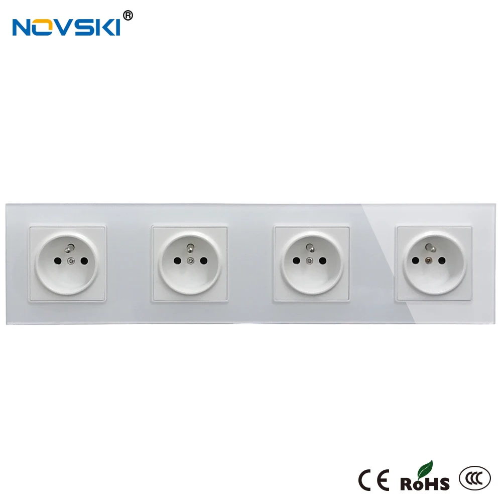 Многорамная французская розетка стенная Хрустальная стеклянная панель 16А