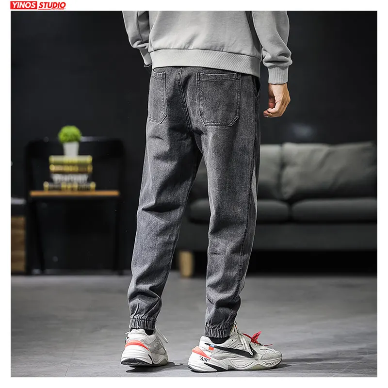 Прямая поставка мужские однотонные мешковатые джинсы уличные длинные брюки