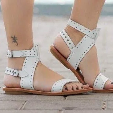 

2020 new one line buckle low heel open toe Pu rubber flat bottomed sandals