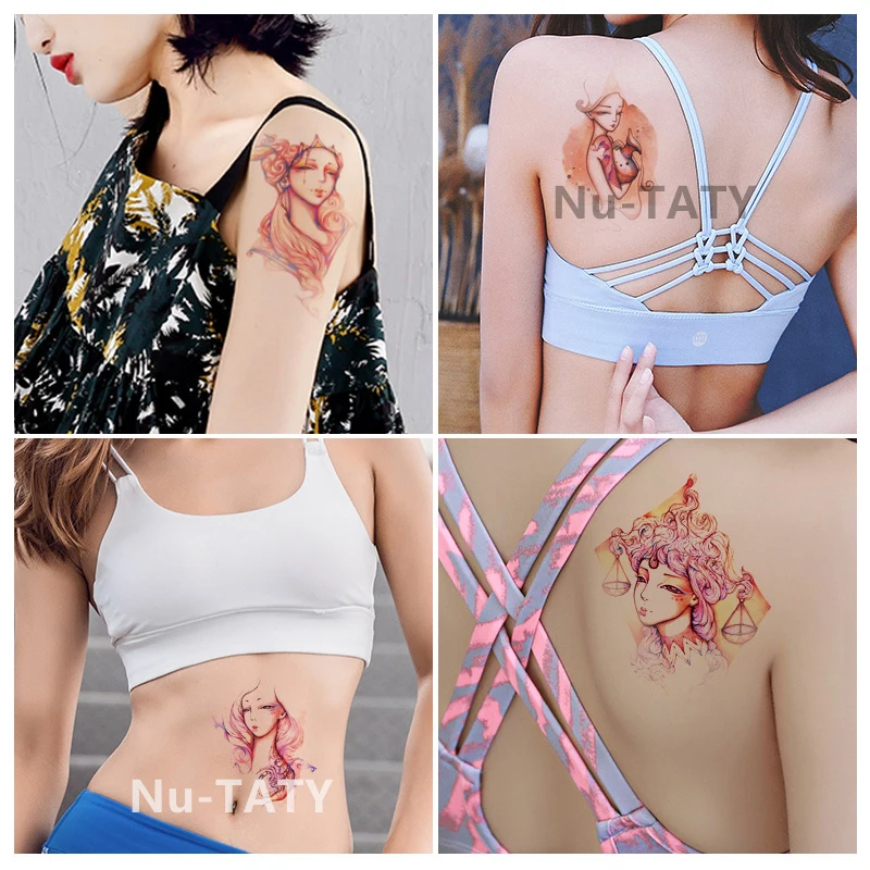 Nu-TATY Водонепроницаемая Временная наклейка Новый дизайн 12 Зодиак Скорпион