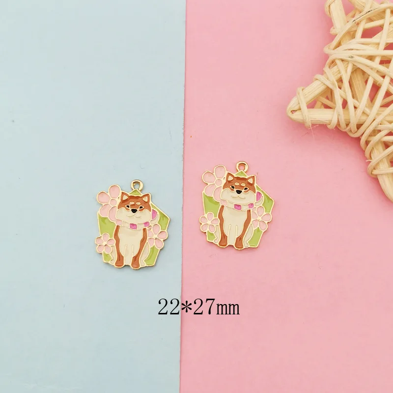 10 шт. Металлический Эмалированный пасторальный Шарм-браслет в виде собаки