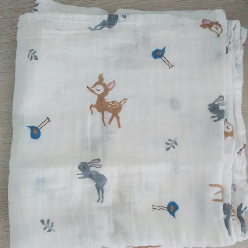 Rabbit Deer Муслиновое одеяло, хлопок, детские пеленки, 120*120 см, мягкое одеяло для новорожденных, s, для ванны, марля, для младенцев, Детская накидка, спальный мешок, чехол для коляски - Цвет: Rabbit Deer
