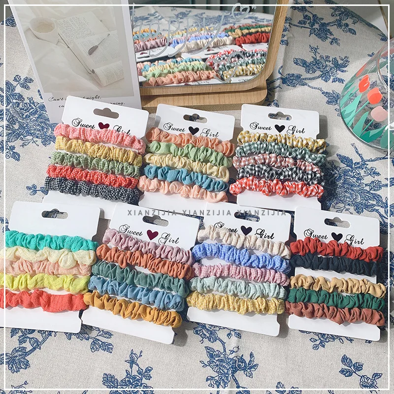 

Fashion Elastic Hair Bands Solid Plaid Scrunchies Gum Hair Ties For Women Girl Hair Accessories Cute Scrunchy Ponytail Holder