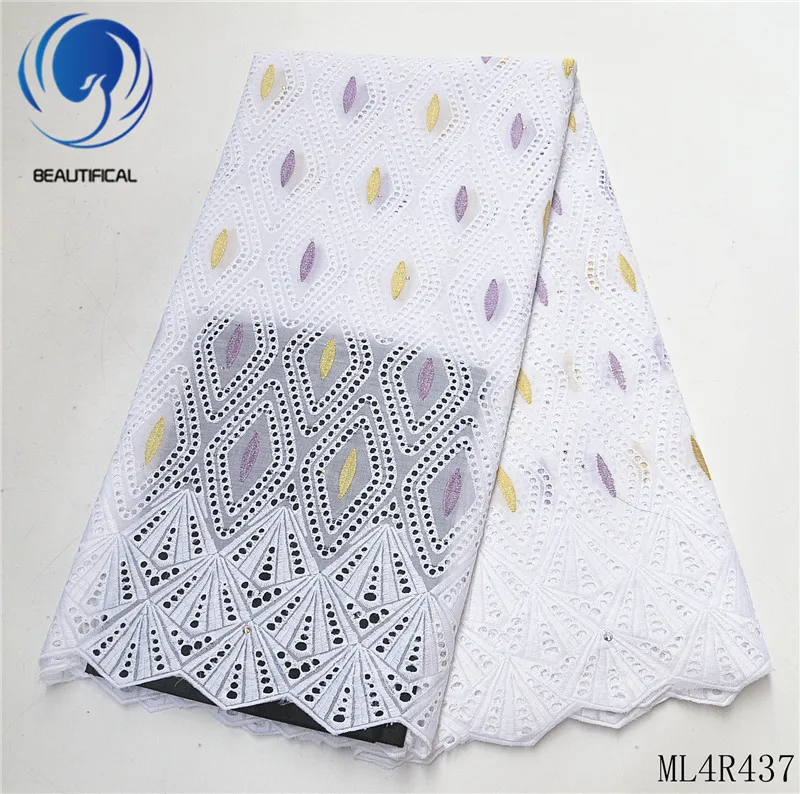 

BEAUTIFICAL Cotton Laces African Dry Lace Fabrics 5 yards Hot Selling Voile Lace in Switzerland Nigerian Lace Fabrics ML4R437