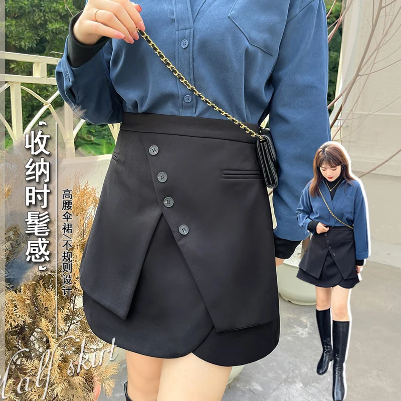 

Xl-5xl размера плюс Y257 Xuanchen большое женское платье осень и зима новый дизайн половина жира мм корейский зонтик короткая юбка