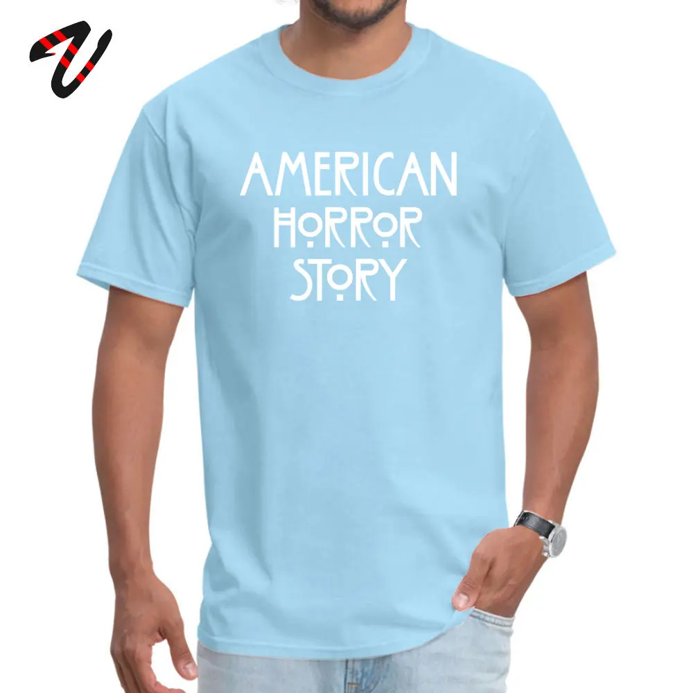 American Horror Story логотип artworknegru черные футболки Высокое качество Лето хлопковая Футболка с круглым вырезом мужские Футболки футболка - Цвет: Light Blue