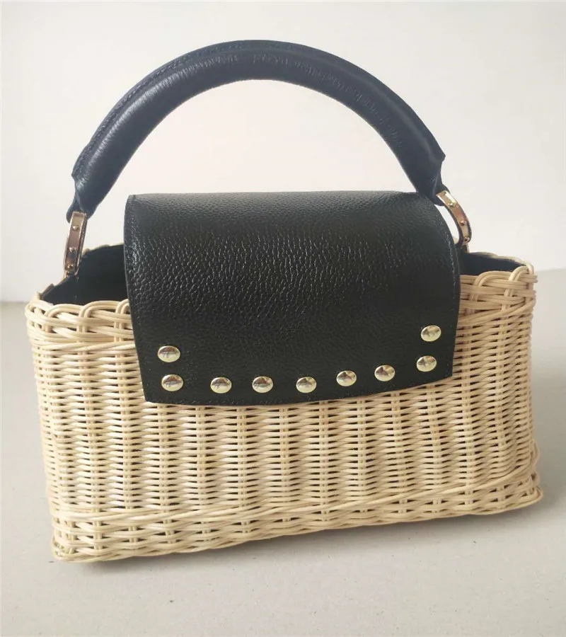 Сумка из ротанга ручной работы. Новая кожаная женская сумка плетеная мессенджер