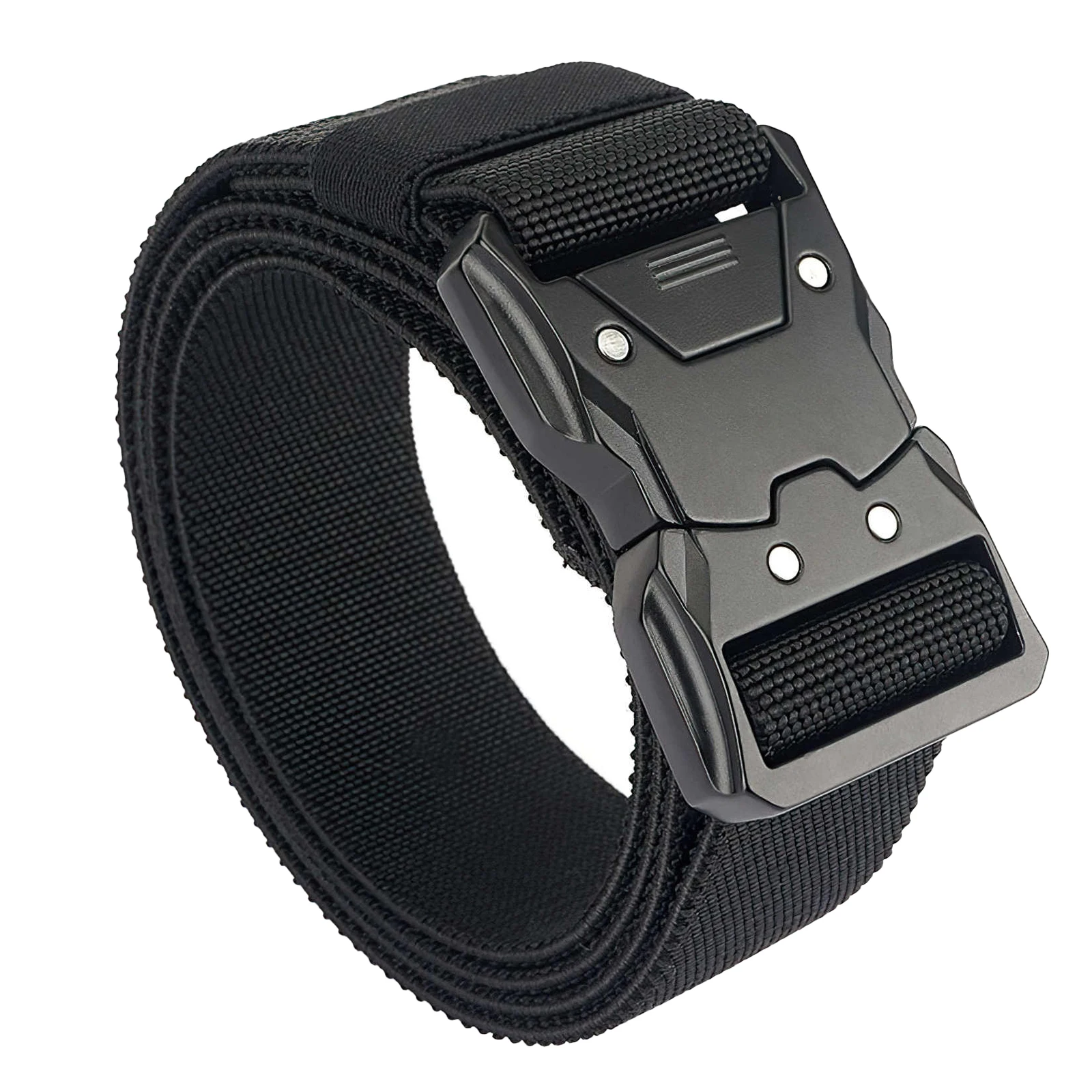 

Outdoor Training Quick Release Elastic Belt With Buckle Black Nylon Belt Metal Buckle Suitable For Outdoor Training Climbing