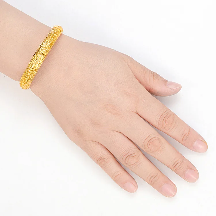 

10mm Gold-plated Copper Jewelry, Ethnic Style, Retro Wedding, Dragon and Phoenix Bracelets Ideas Para Regalar Gift for Older