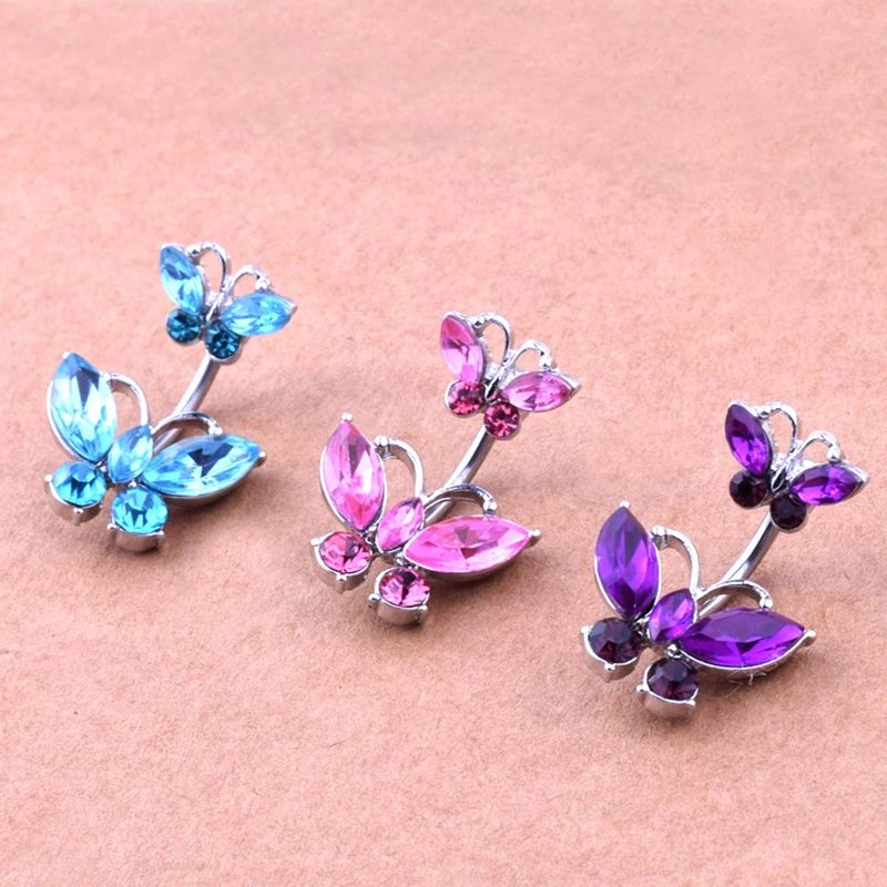 

Для Пирсинга с украшением в виде кристаллов кольцо для пупка для девочек и женщин, кольцо пупка, бабочка подвеска пирсинг кольцо пикантные т...