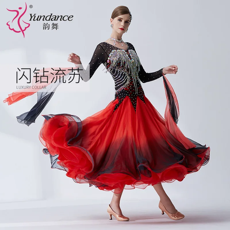 The new National standard modern dance clothing big pendulum dress practice clothing ballroom dancing Waltz-B-19492