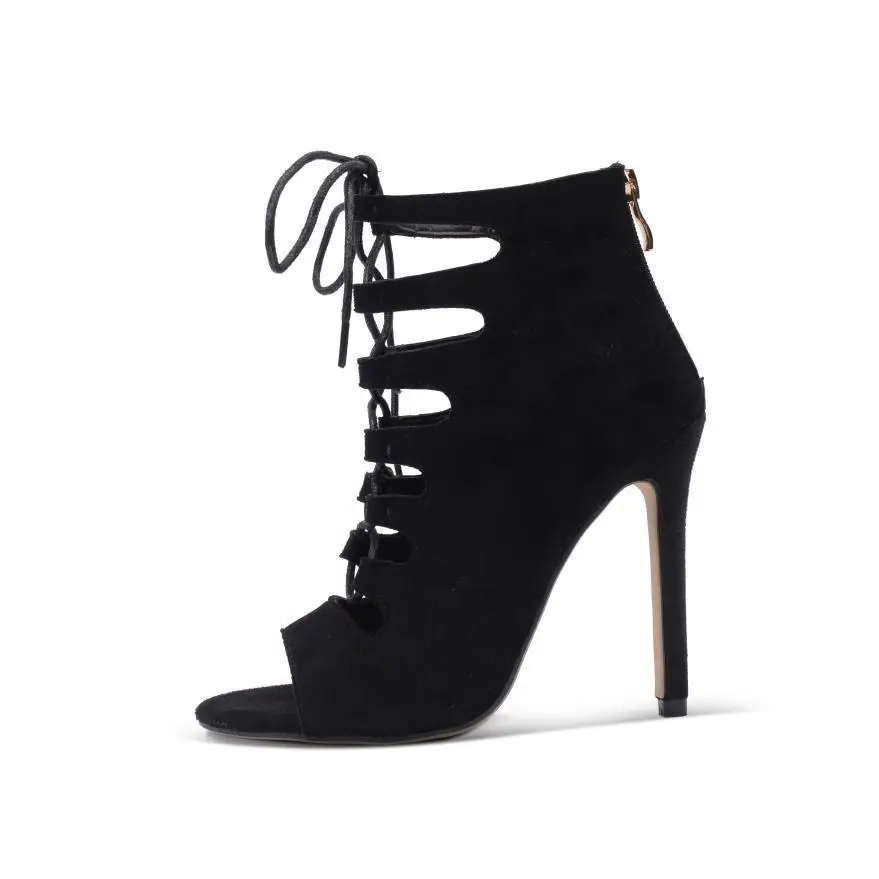 

Early spring strap high heel cool boots new fashion fish mouth hollow sexy women's shoes