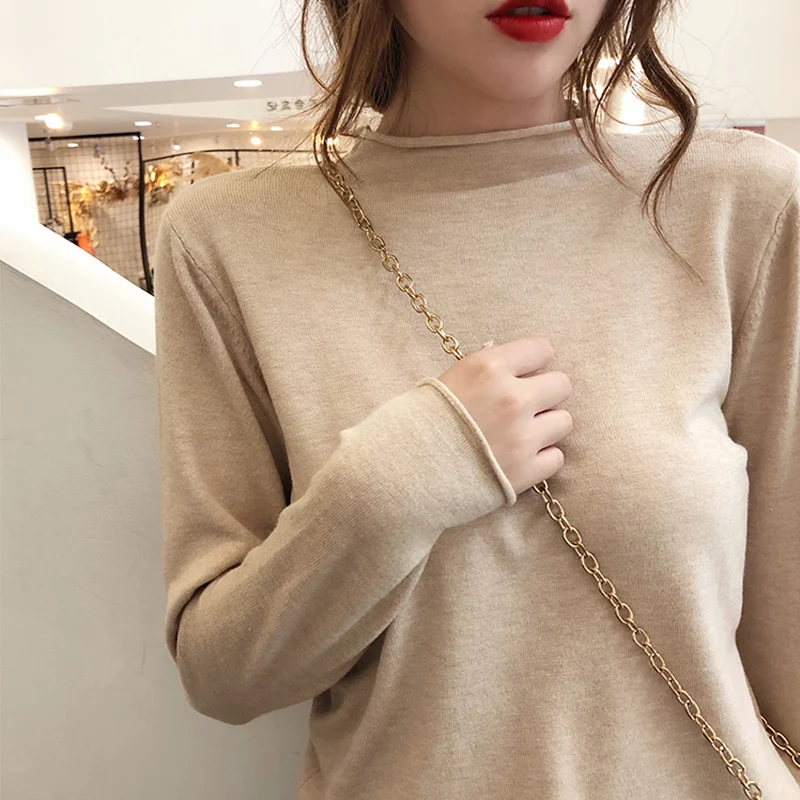 Пуловер женский шерстяной с длинным рукавом рюшами эластичный теплый