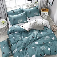 bedding set cartoon printed cat pattern brushed duvet cover set bed sheet single double queen quilt covers bedlinen bedclothes