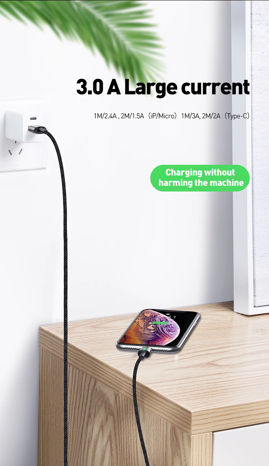 Магнитный зарядный usb-кабель Baseus для iPhone XR Xs Max быстрое зарядное устройство samsung S10 huawei P30 USB type C светодиодный кабель Micro usb