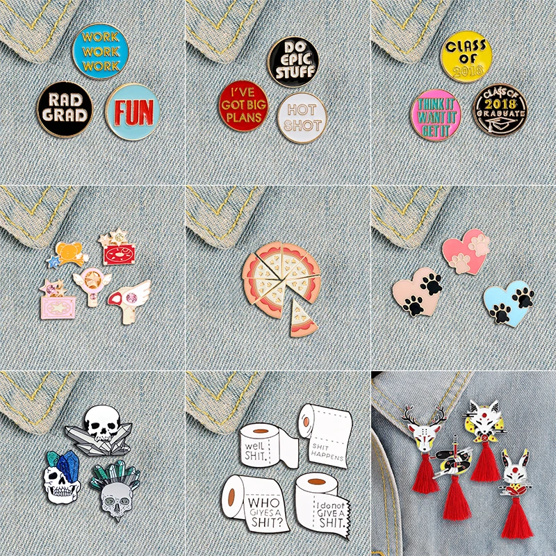 2 8 шт./компл. значок в виде любимой пиццы мультяшный милый Лисий Кролик кисточка