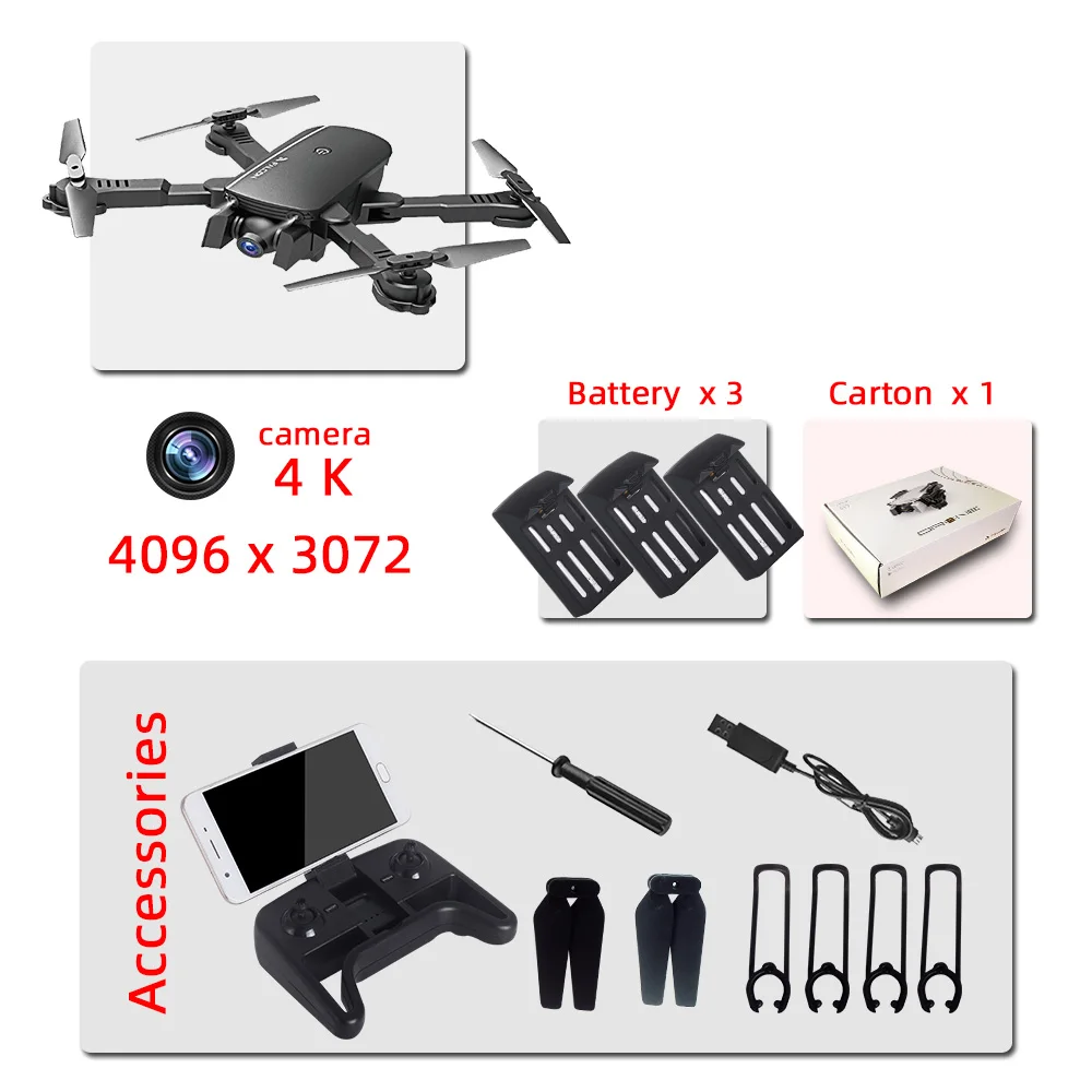 black 4K 3B Дрон Профессиональный Дроны с камерой HD мини Дрон rc вертолет 4k игрушки Квадрокоптер drohne com câmera Квадрокоптер Селфи - Цвет: black 4K 3B