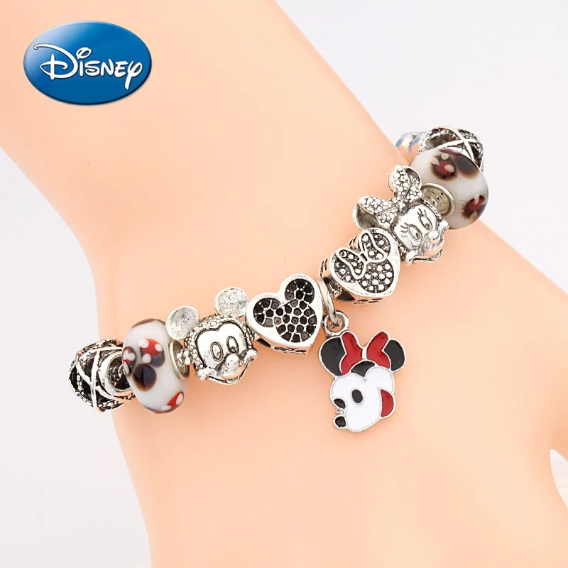 

Disney Minimalist Mickey Minnie Children's Bracelet Cartoon Mickey Glass Bead Bracelet Beaded