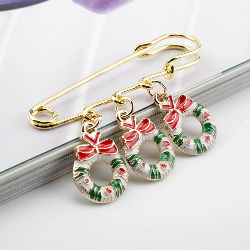 Новый эмаль металлический Рождественский венок нагрудные знаки значки мешочек