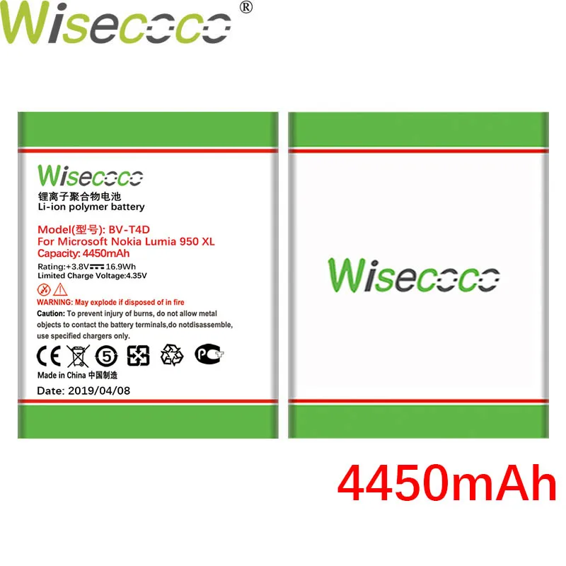WISECOCO 4450 мАч BV-T4D Аккумулятор для Miscrosoft Lumia 950 XL CityMan Lumia 940 XL RM-1118 телефон продукт+ номер отслеживания
