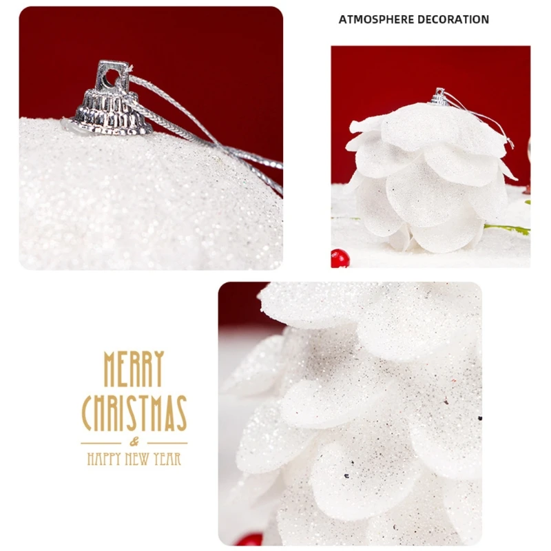 

K5DC 3 Pcs Petal Foam Balls Christmas Hanging Ornaments Xmas Tree Pendant