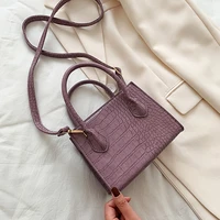 new small pu leather crossbody bags for women summer crocodile pattern solid color lady shoulder handbags simple female totes