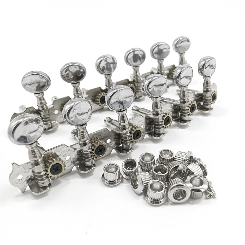 

6L 6R Tuning Pegs Tuners Machine Heads String Tuning Pegs for 12 String Acoustic Guitar Accessory Part Silver