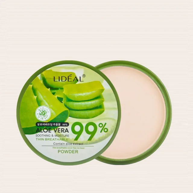 99% Aloe Vera Face Powder Smoothing Pressed Powder Waterproof Breathable Moisturizing Makeup Concealer Brighten Foundation 4