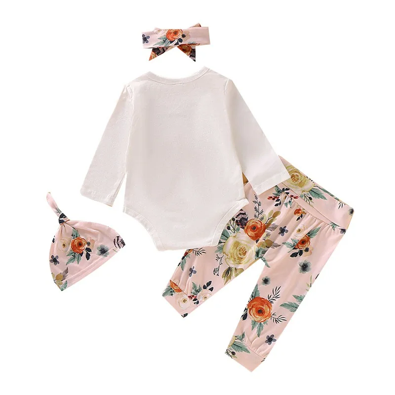 Хлопковые комплекты комбинезонов для маленьких девочек Футболка с длинными