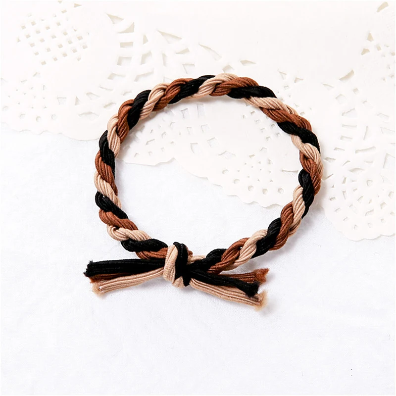 

Fashion Handmade Woven Colorful Elastic Rubber Band Hair Band Rope Headwear Ponytail Hair Accessories Girl Women Tie Gum