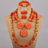 orange nigerian coral beads jewelry set african wedding beads coral bridal set