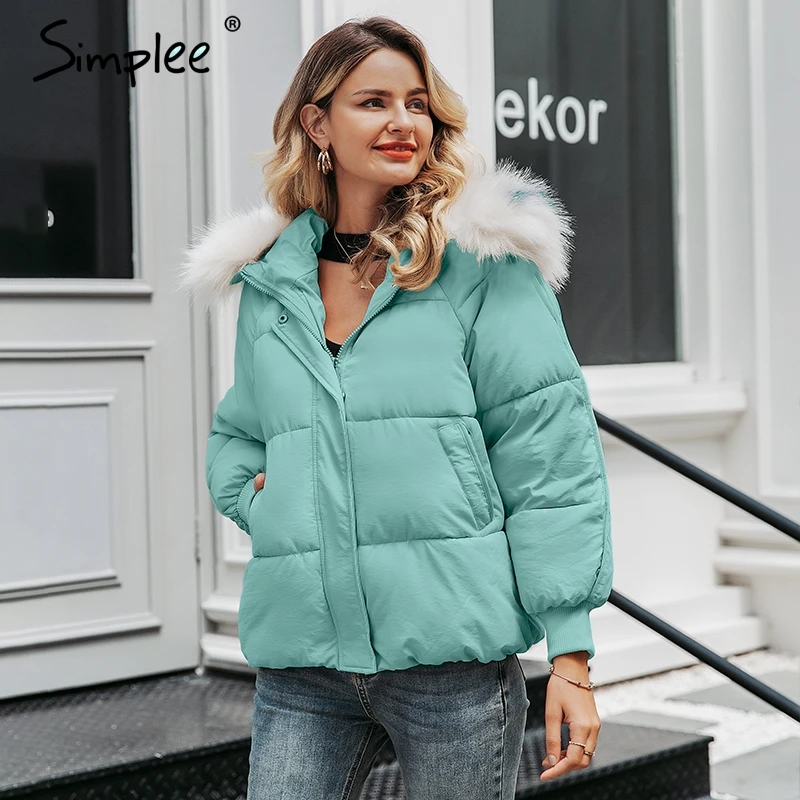 Simplee женская верхняя одежда с капюшономс длинным рукавом меховой воротник