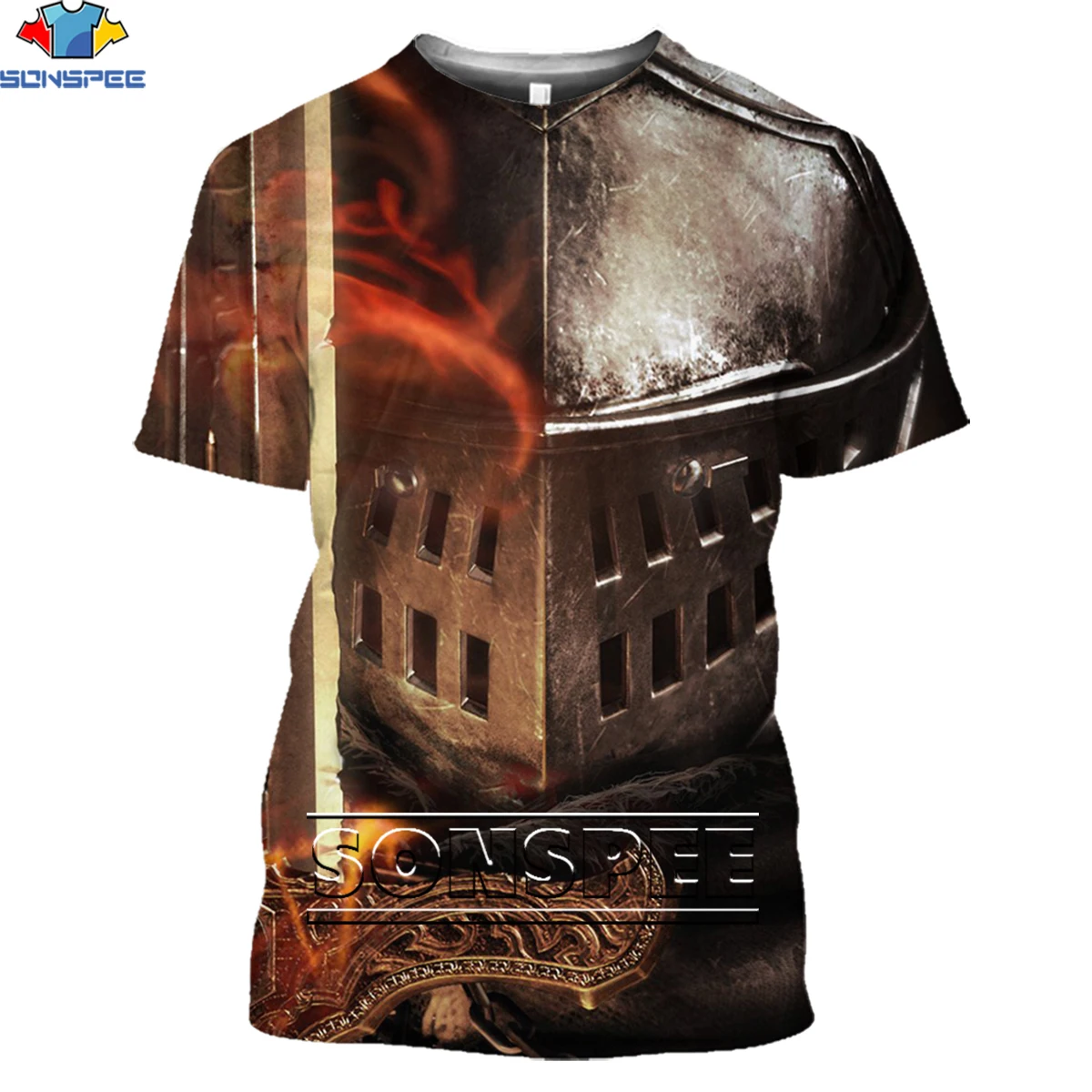 

SONSPEE 3D Print Dark Souls Game Flame Sword Armor T-shirt Summer Men's Shirt Harajuku Streetwear Short Sleeve Discount Sale Top