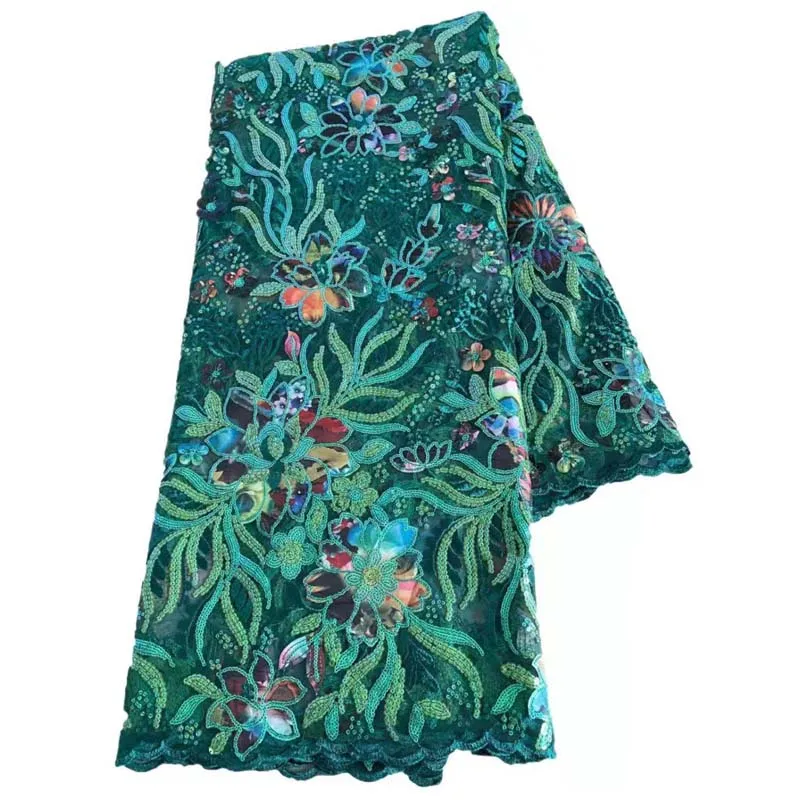 

African Lace Fabric 2021 High Quality 5 Yards Wedding For Dress Swiss Tüll Spitzen Stoff Dunkel Grün YX-152522