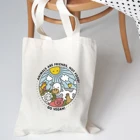 Холщовая Сумка для покупок, многоразовая милая сумка-шоппер с рисунком животных из веганов, большая Студенческая эстетичная Сумка-тоут через плечо, унисекс