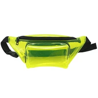 10pcslot fashion fluorescent pvc small waist bag unisex transparent chest bag fanny pack