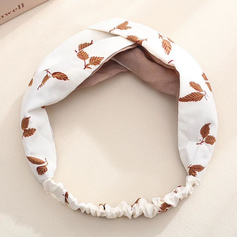 

2021 New Ladies Double Stitching Printing Hair Band Fashion Elastic Female Makeup Headband Girls Headdress Nj0054