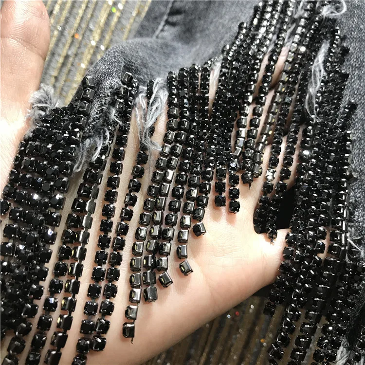 Женские джинсы с высокой талией Блестящие Брюки бахромой новые весенние