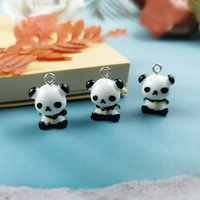 10 black and white panda bear enameled charm wildlife animal jewelry making pendant accessories asian chinese panda 1520mm
