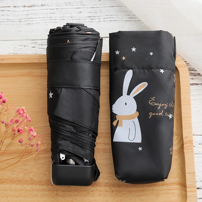 Mini Pocket Umbrella Rain Kids Corporation Paraguas Plegable Sun Protection Anti-UV Children Cartoon Rabbit | Дом и сад