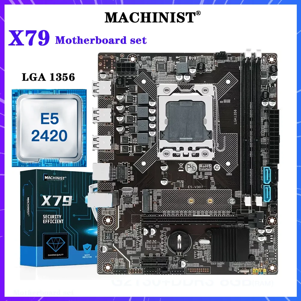 MACHINIST X79 материнская плата LGA 1356 комплект с процессором Intel Xeon E5 2420 поддержка 2*16 ГБ