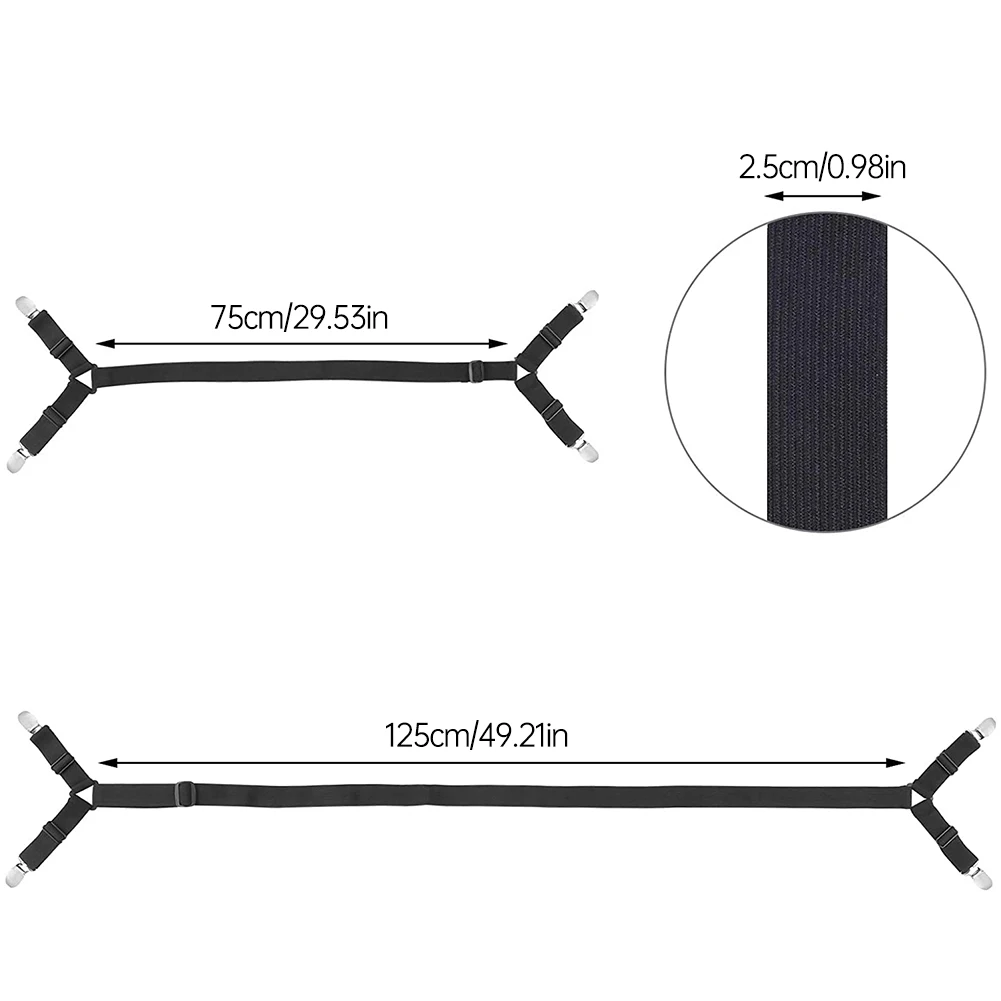 

2PCS Bed Sheet Straps Clips Fasteners Mattress Elastic Holder Grippers Cross Pattern Bed Corner Fasten Bands Black White